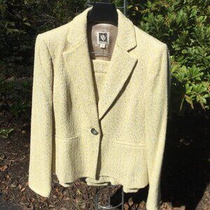 Anne Klein Tweeted Yellow-Ivory Jacket-Skirt 2pc Set